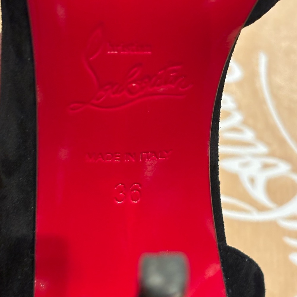 Christian Louboutin Iriza 100 Black Suede Heels 36 - Picture 8 of 9